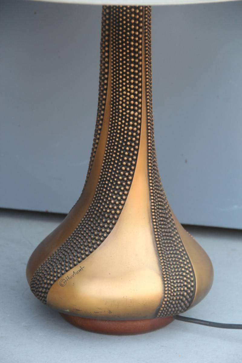 Bronze Grande lampe de bureau élégante Giovanni Ottaviani des années 1960 en bronze sculpté en vente