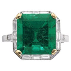 Big Emerald Statement Ring, Natural Emerald Engagement Ring, Halo