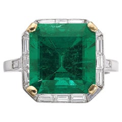 Anello con smeraldo grande, anello di fidanzamento con smeraldo naturale, aureola