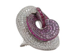 Big Eye Catching Diamond Ruby Sapphire Ring