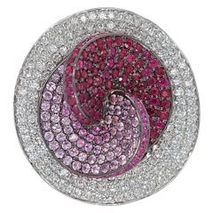 Big Eye Catching Diamond Ruby Sapphire Ring