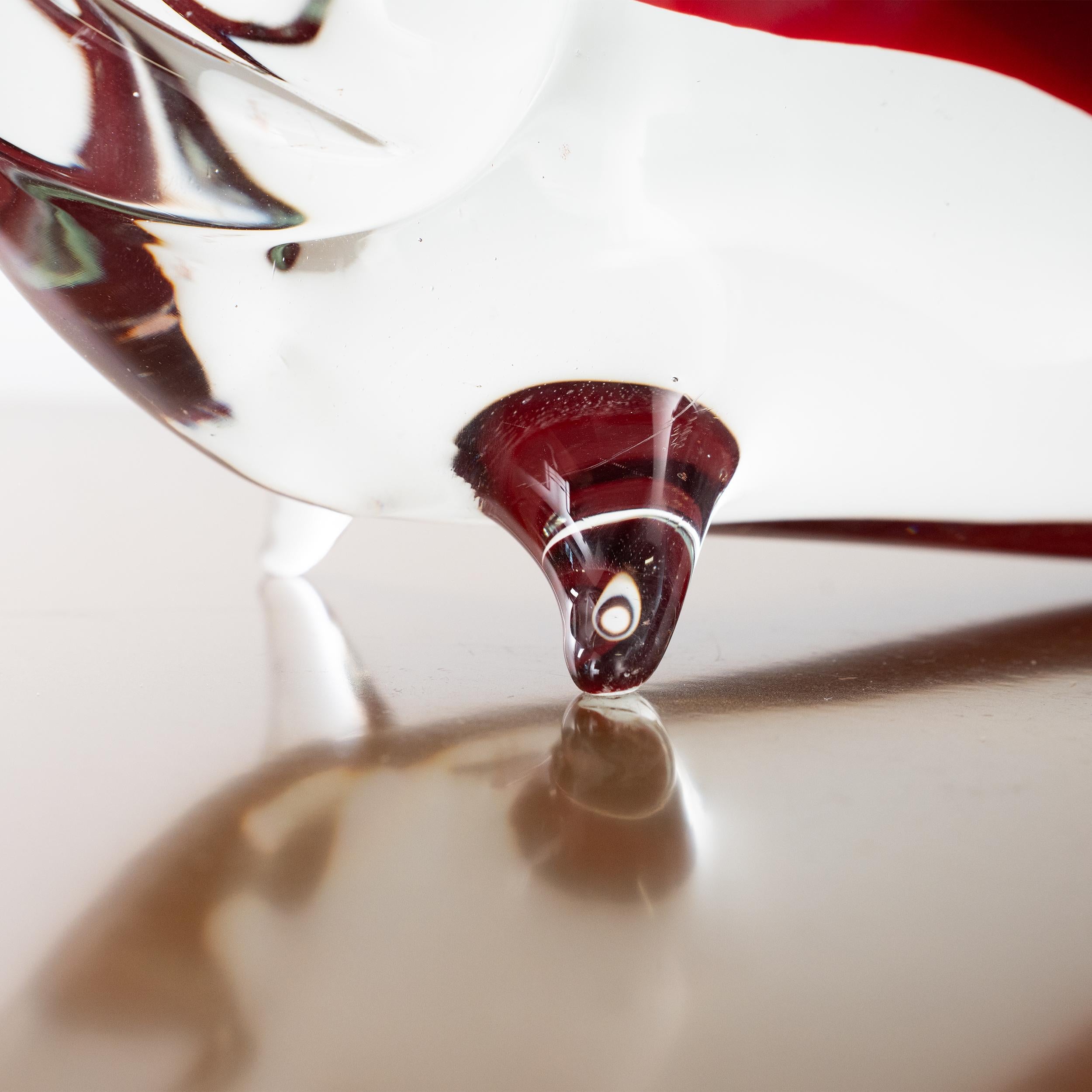 Murano Glass Big Fish Sculpture in red Murano art glass with crystal details, Italy in stock For Sale