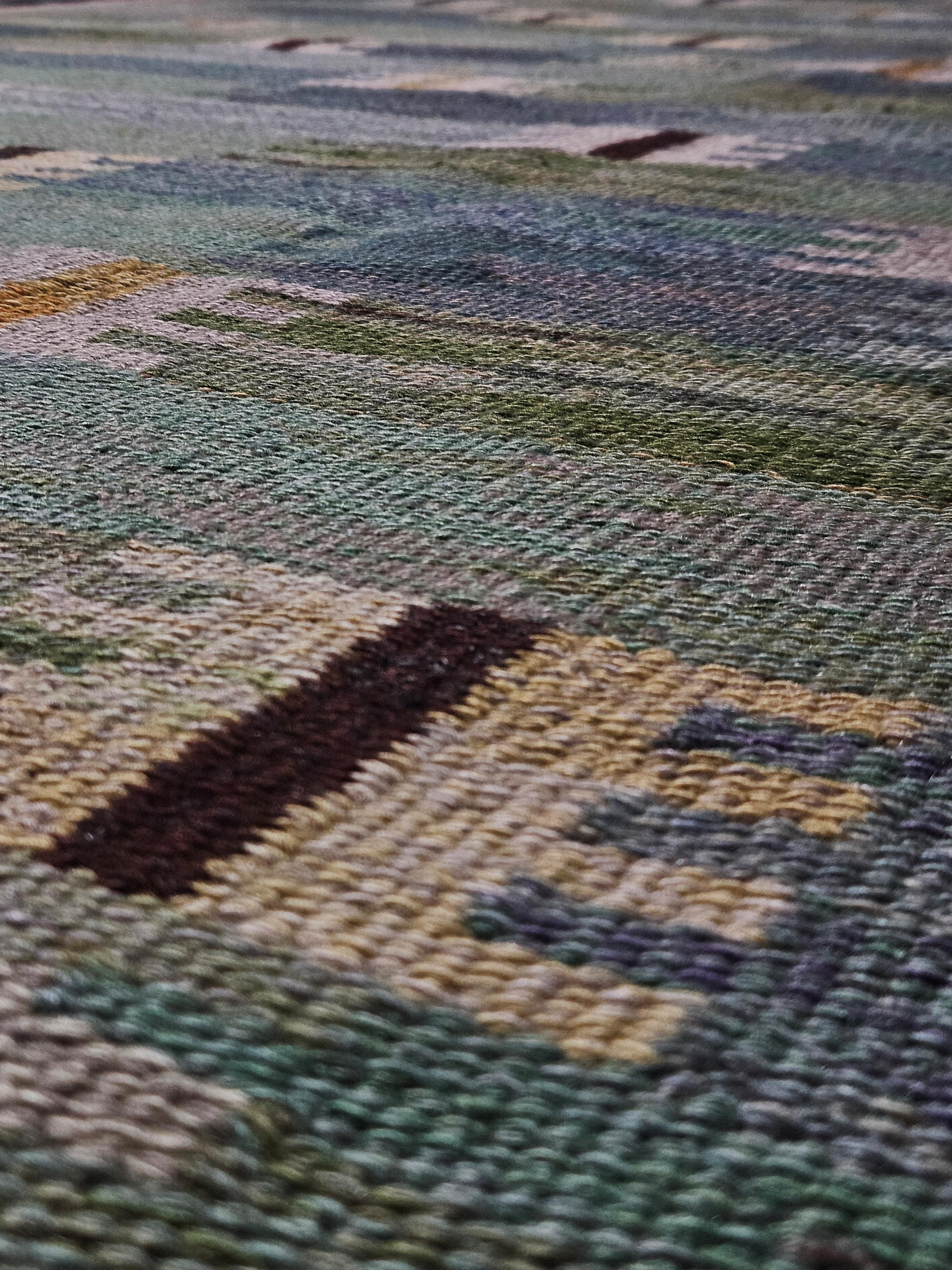 Wool Big flatweave carpet attributed to Anna Maria Hoke, Sweden, 1961 For Sale