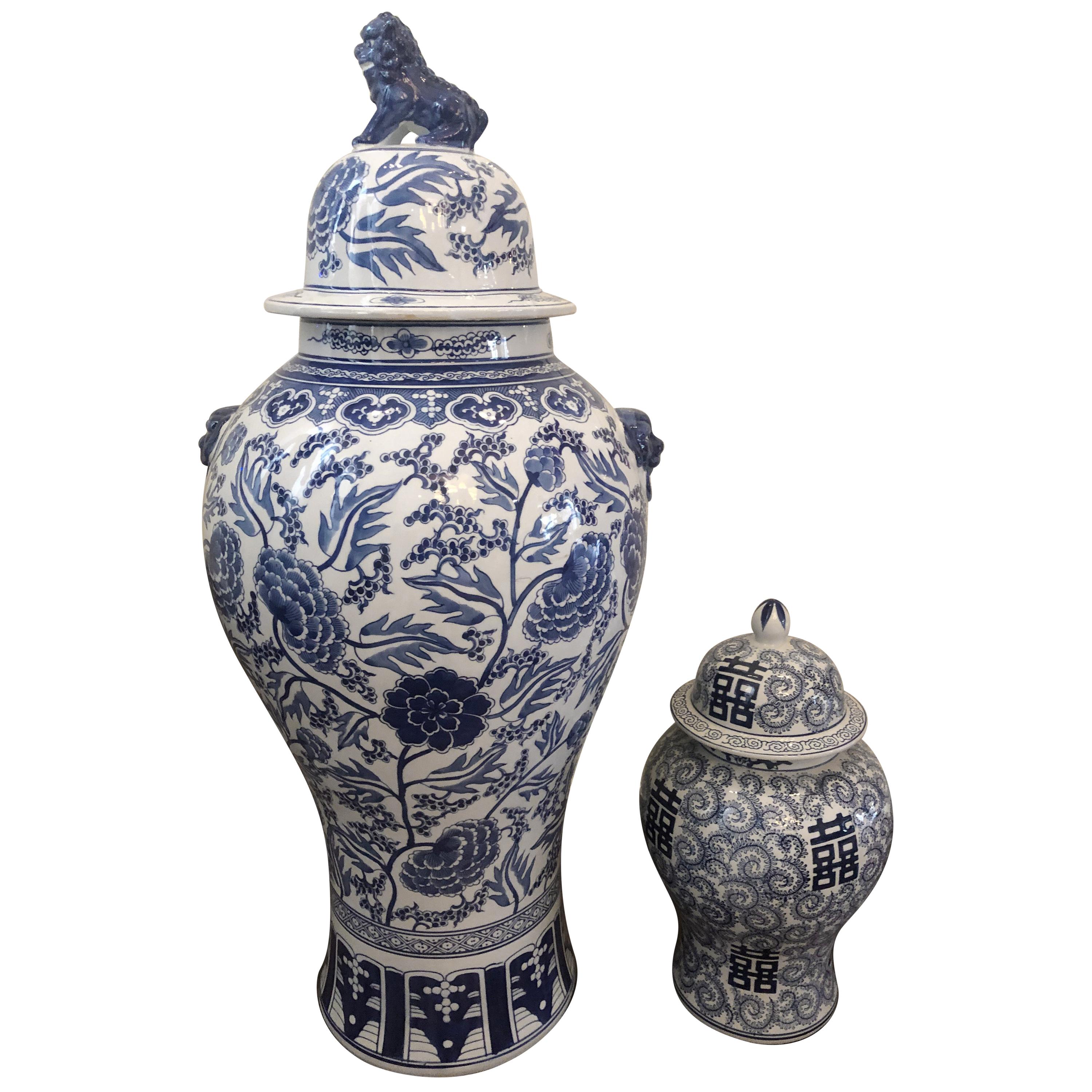 Big Floor 20th Century Blue and White Chinese Porcelain Vases