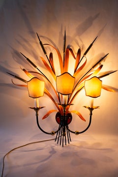 Große florale Wandlampe um 1970er