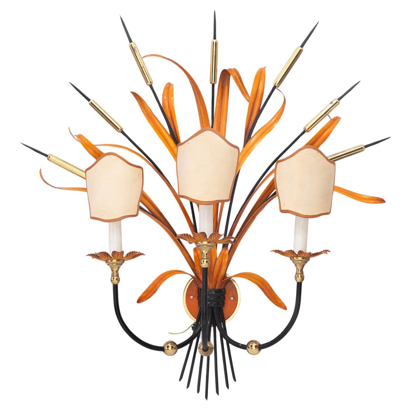 Große florale Wandlampe um 1970er