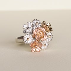 Big Flower Bouquet Ring/ 9CT Gold and Silver