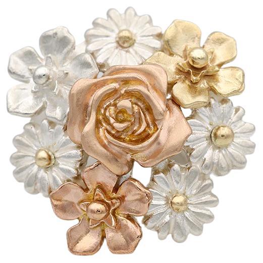 For Sale:  Big Flower Bouquet Ring/ 9CT Gold and Silver
