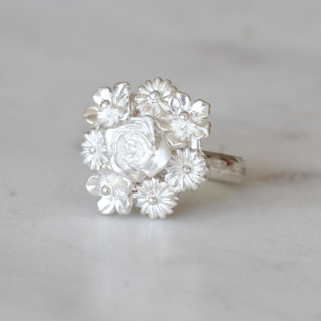For Sale:  Big Flower Bouquet Ring/ Sterling Silver 2
