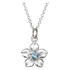 Big Forget Me Not Necklace/ Aquamarine