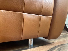 Big Four-Seated Mid-Century Design Brown Leather Sofa, 1970s, Czechoslovakia