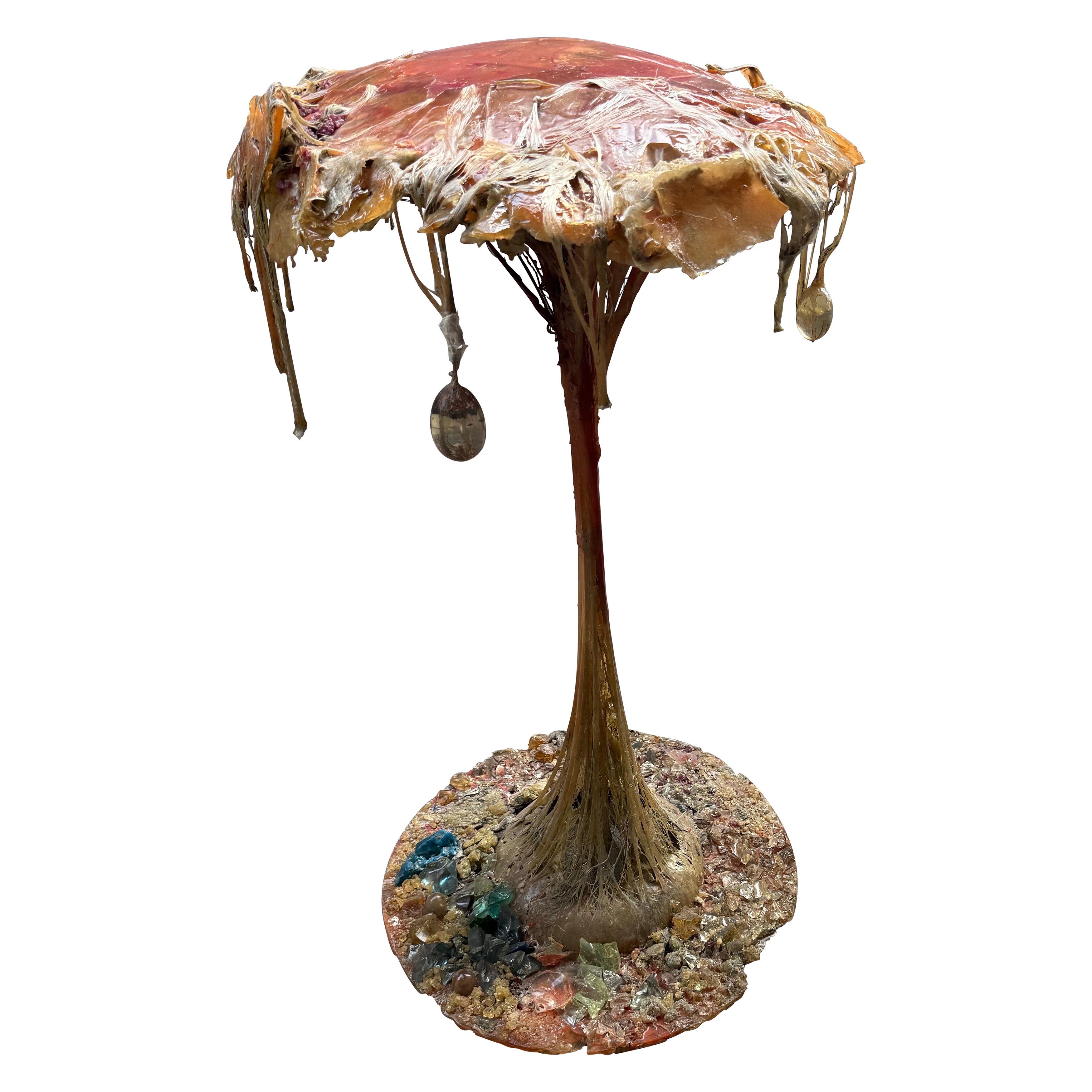 Grande lampada da terra frattale in resina di Pierre Giraudon