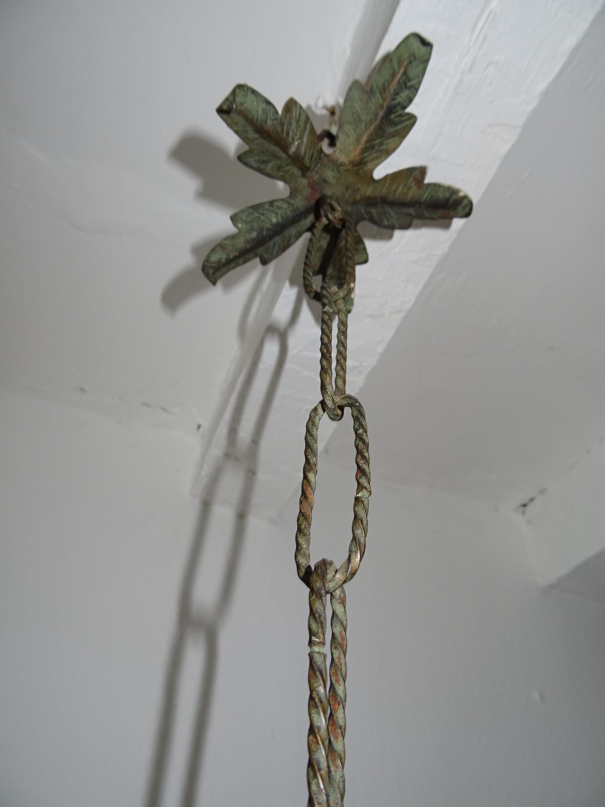 Big French Wrought Iron Porcelain Roses Vase & Tassels Chandelier, circa 1880 8