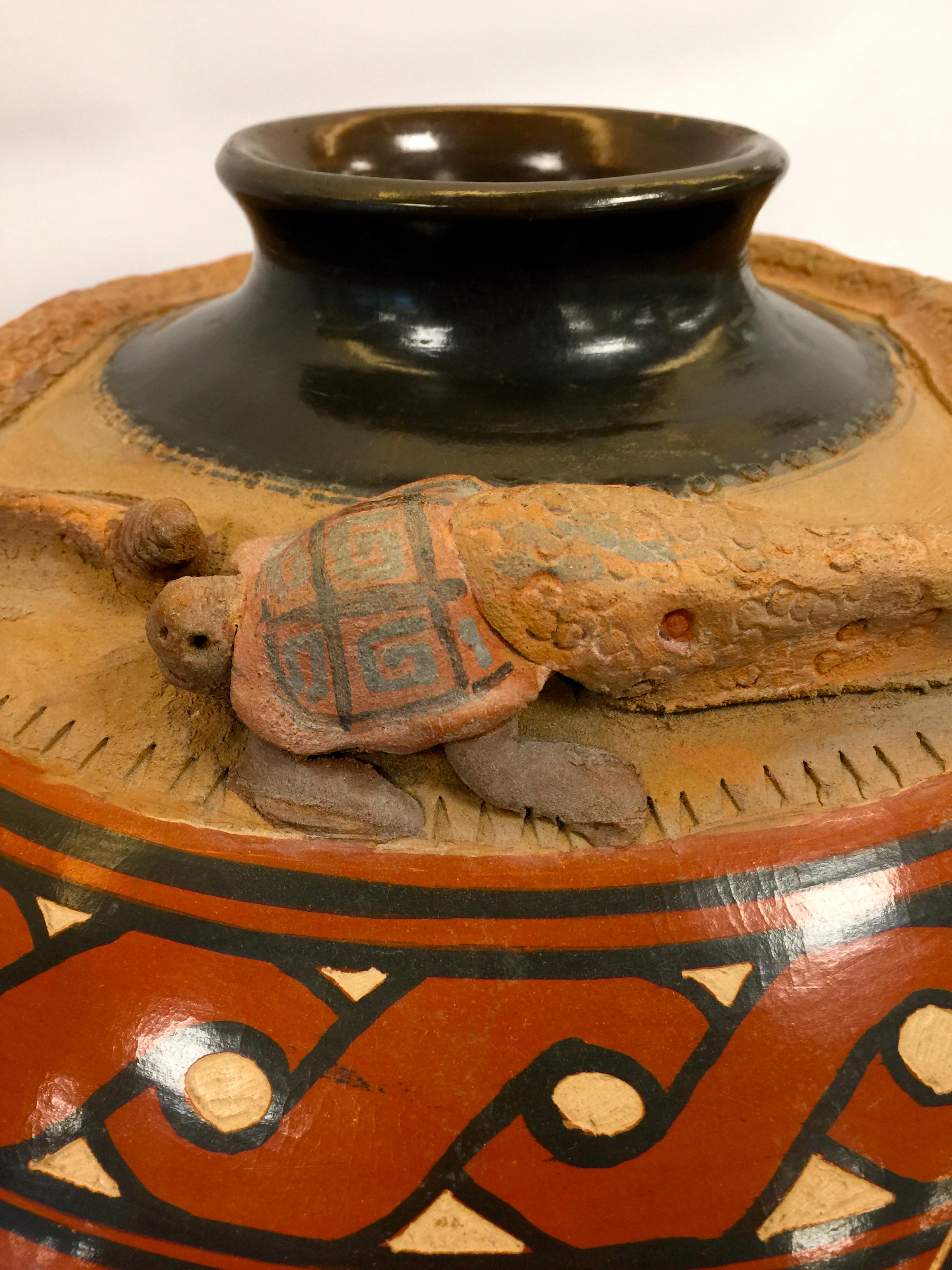 Mid-19th Century Big Funerary Urn from the Tupinambas Tribe in Ceramic Painted For Sale