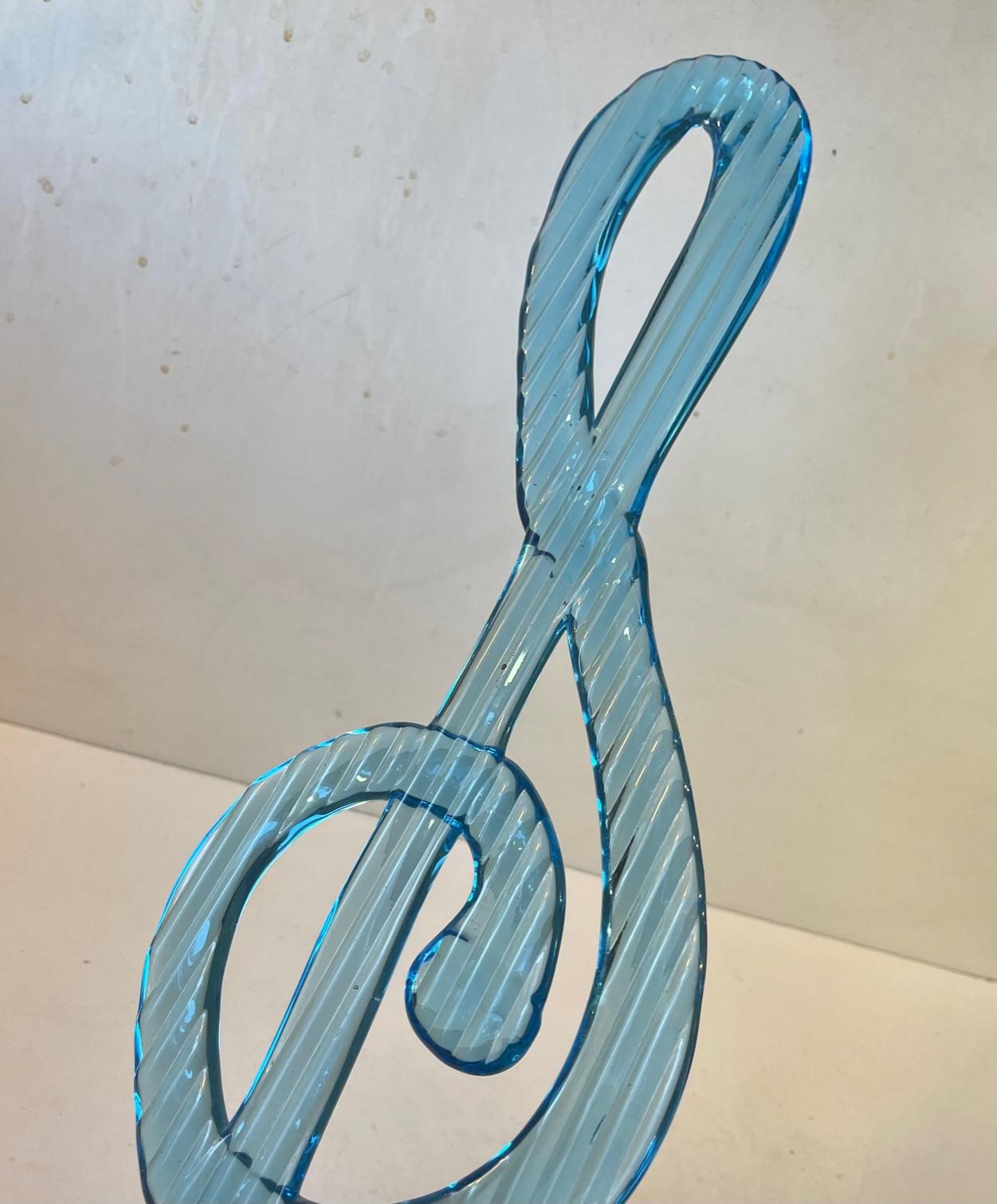 Big G-Note Wall Sculpture in Blue Glass by Elving Conradsson for Bergdala, 1970s For Sale 2