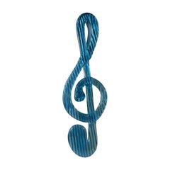 Big G-Note Wall Sculpture in Blue Glass by Elving Conradsson for Bergdala, 1970s