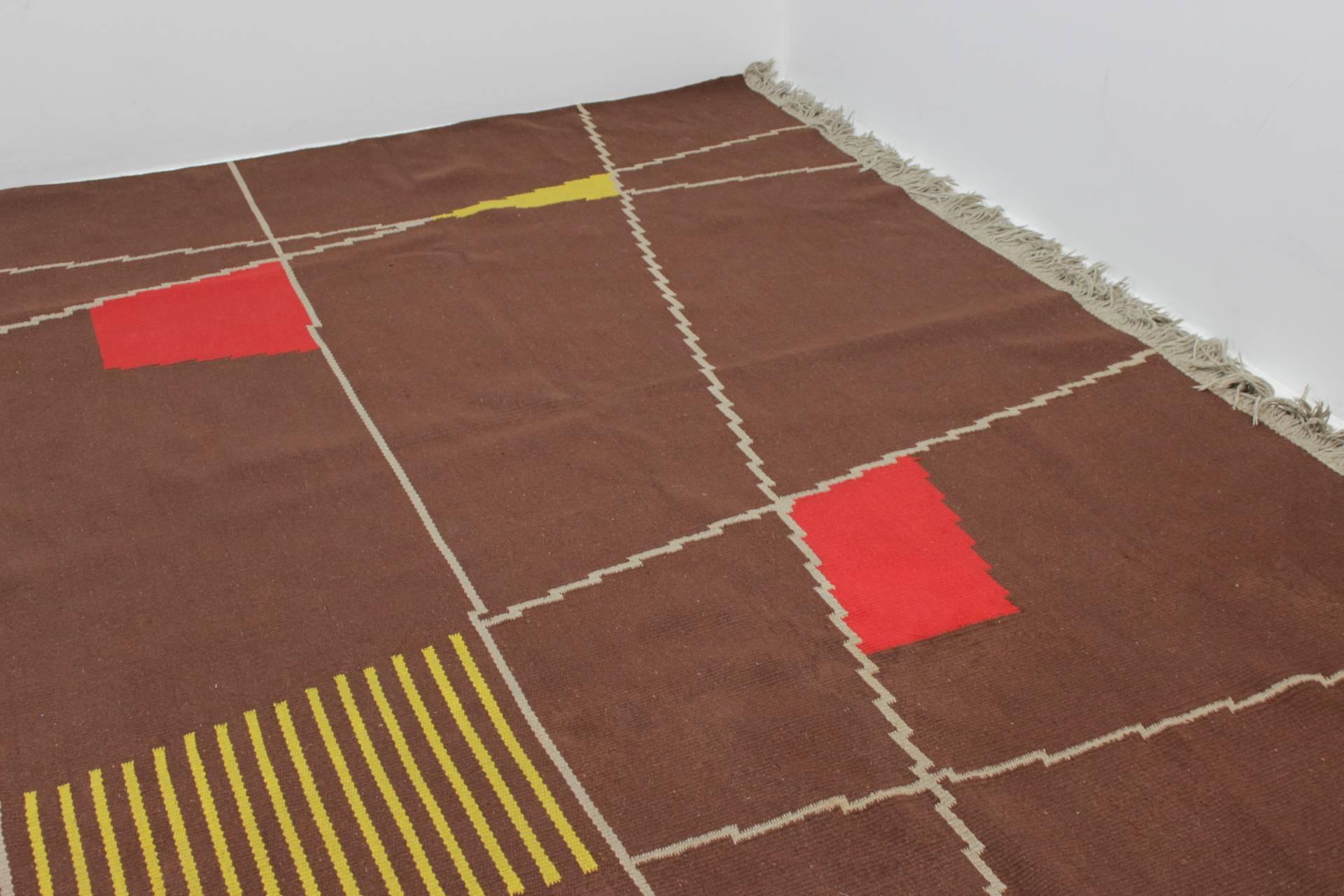 Großer Teppich oder Teppich mit geometrischem Muster (Mitte des 20. Jahrhunderts) im Angebot