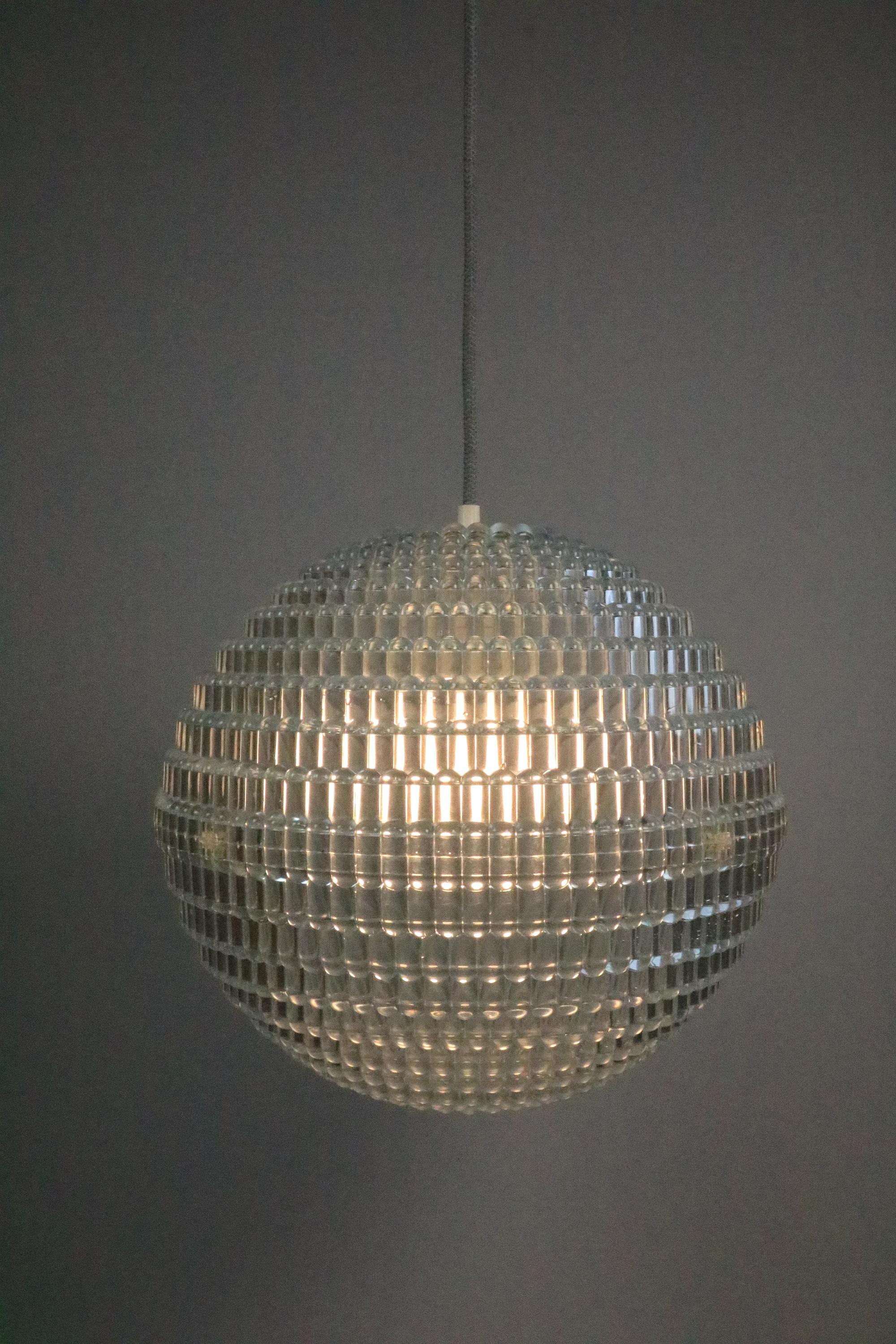 Mid-Century Modern Big German Midcentury Ball Lamp, Ice Blue, Bubble Relief, 1970s