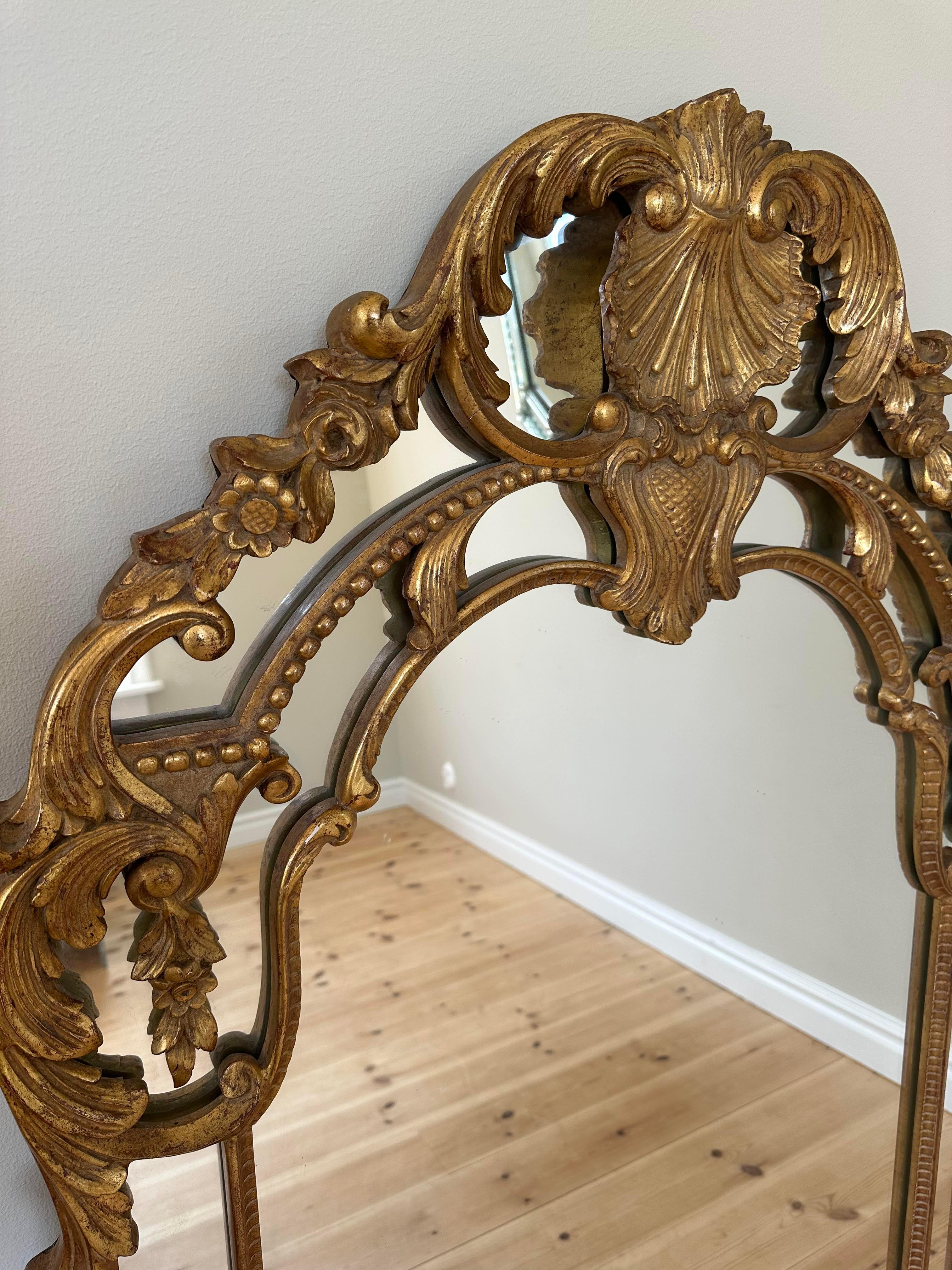 Rococo Big gilded wall mirror  For Sale