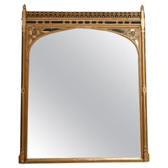 Grand miroir doré Arts and Craft - Miroirs muraux gothiques dorés, 1890