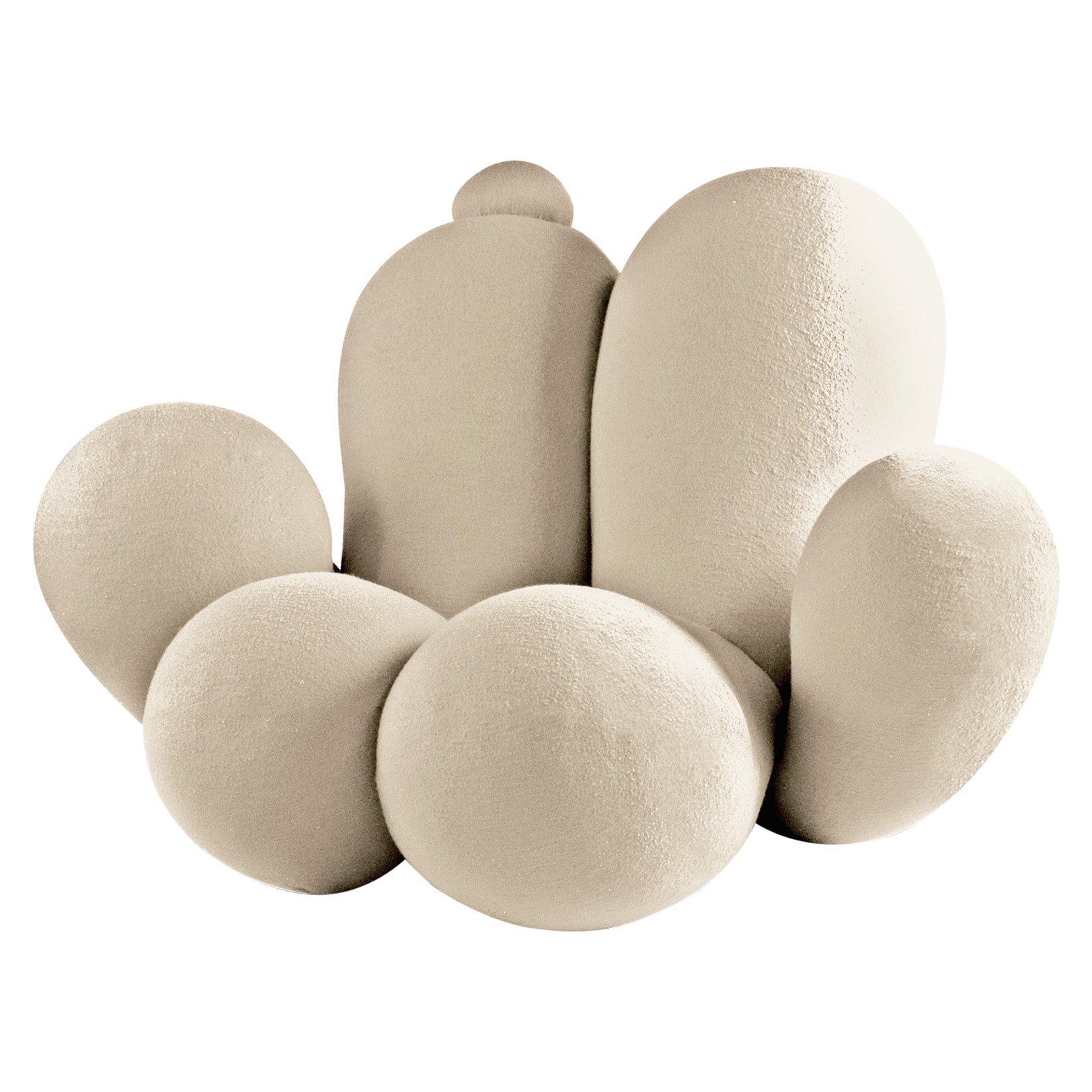 Big Girl Sessel, cremefarbener Boucle, moderner organischer skulpturaler Skulptur
