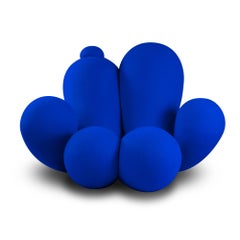 Big Girl Chair, Blue Velvet, Modern Organic Sculptural Armchair