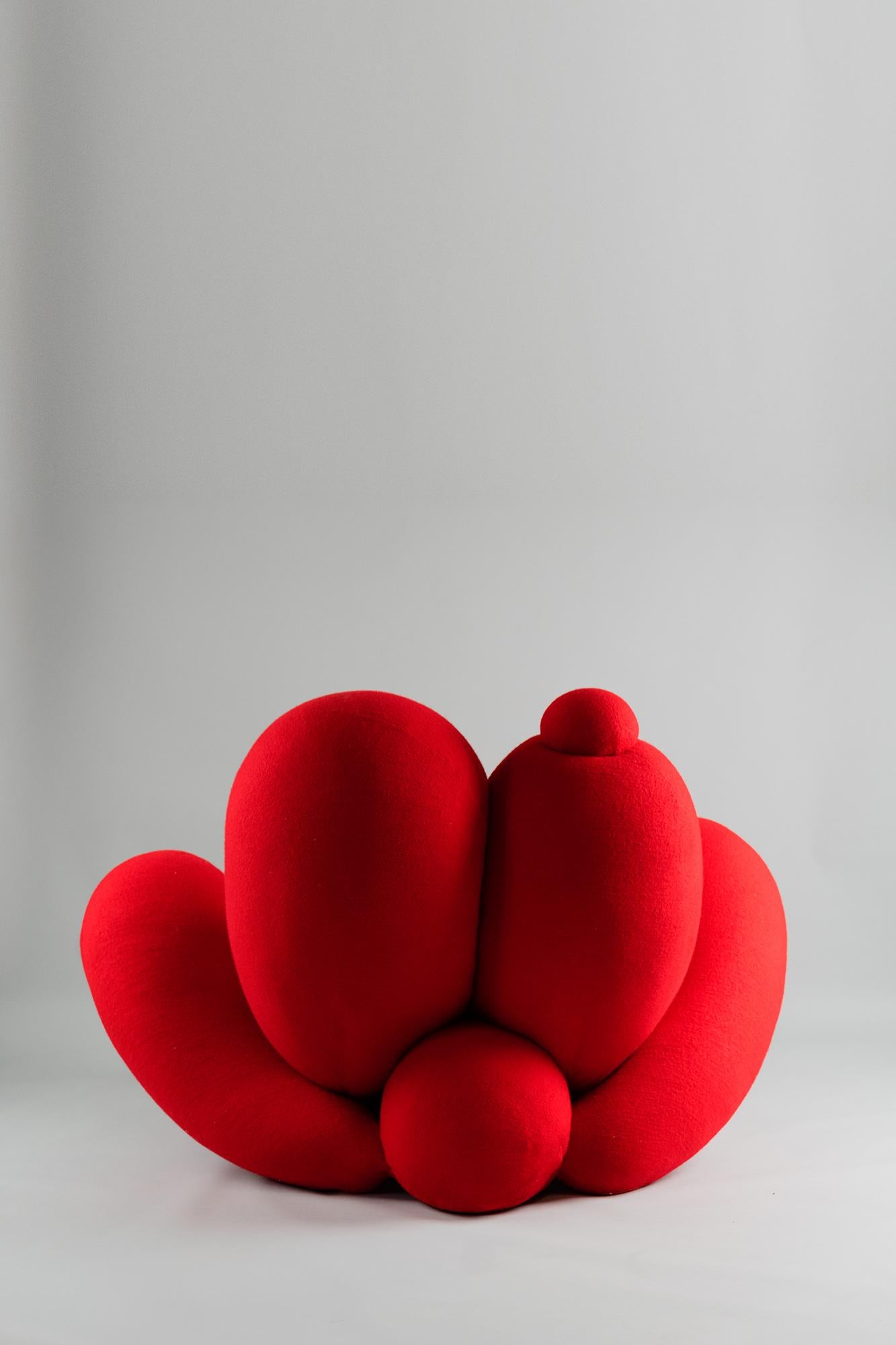 Modern Big Girl Chair by Lara Bohinc, Blue Velvet, Organic Sculptural Shape, Armchair For Sale