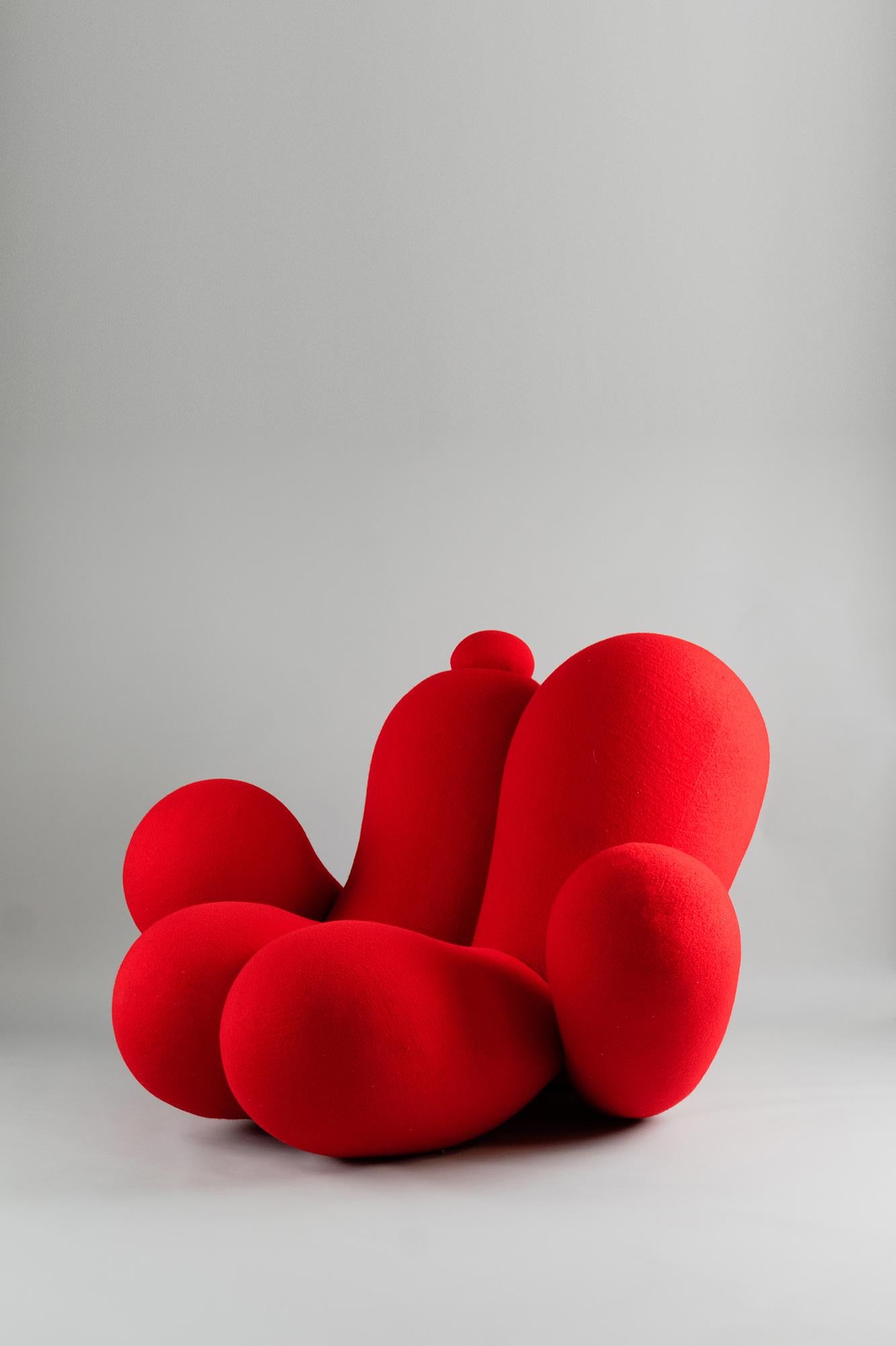 Modern Big Girl Chair by Lara Bohinc, Cream Wool, Organic Sculptural Shape, Armchair For Sale
