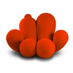 Big Girl Armchair, Orange Velvet, Modern Sculptural Organic