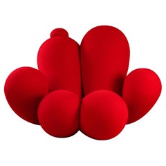 Big Girl Chair, roter Boucle, moderner skulpturaler organischer Sessel