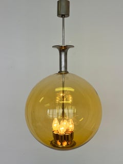 Big Glas globe and Chrome Bauhaus pendant / ceiling lamp - 1930s