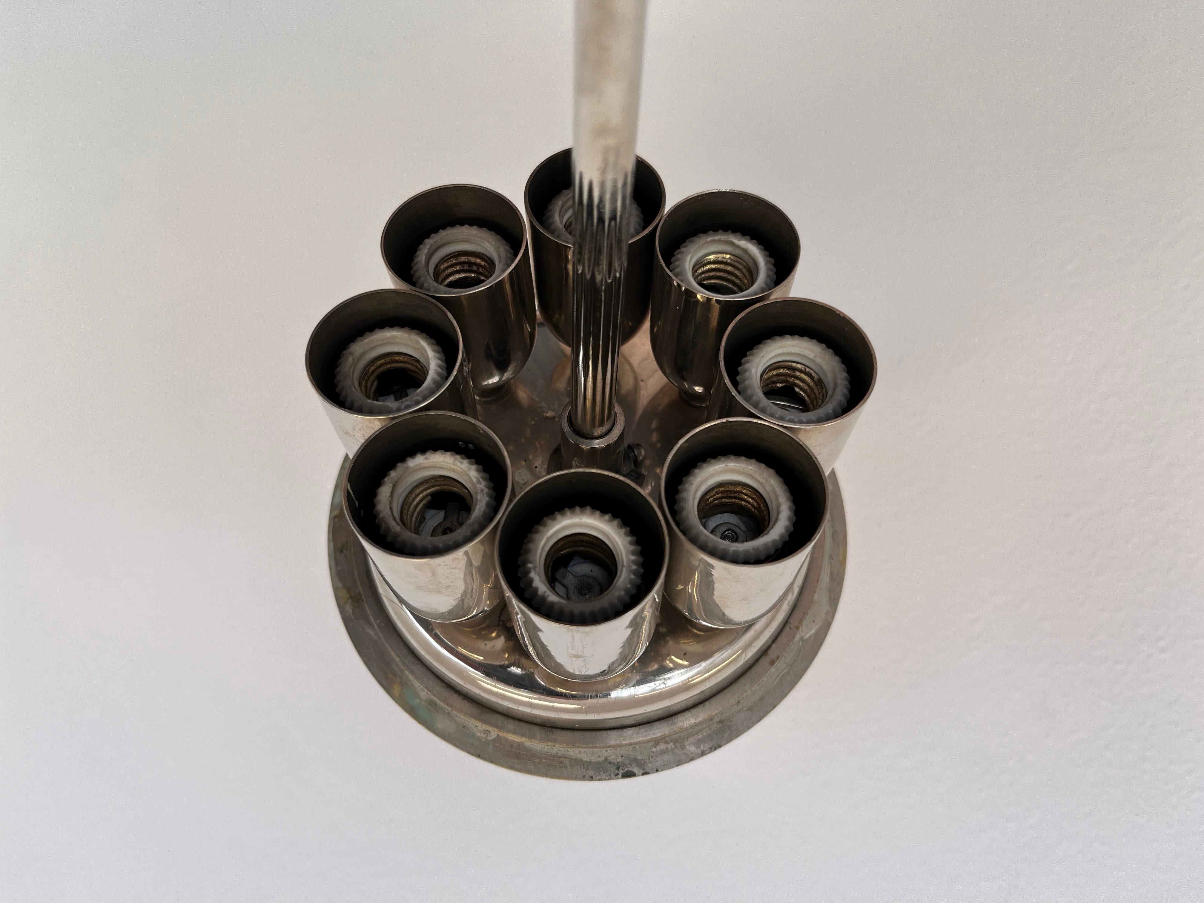 Große Glasglocke und Chrom Bauhaus Pendelleuchte / Deckenleuchte - 1930s im Angebot 3