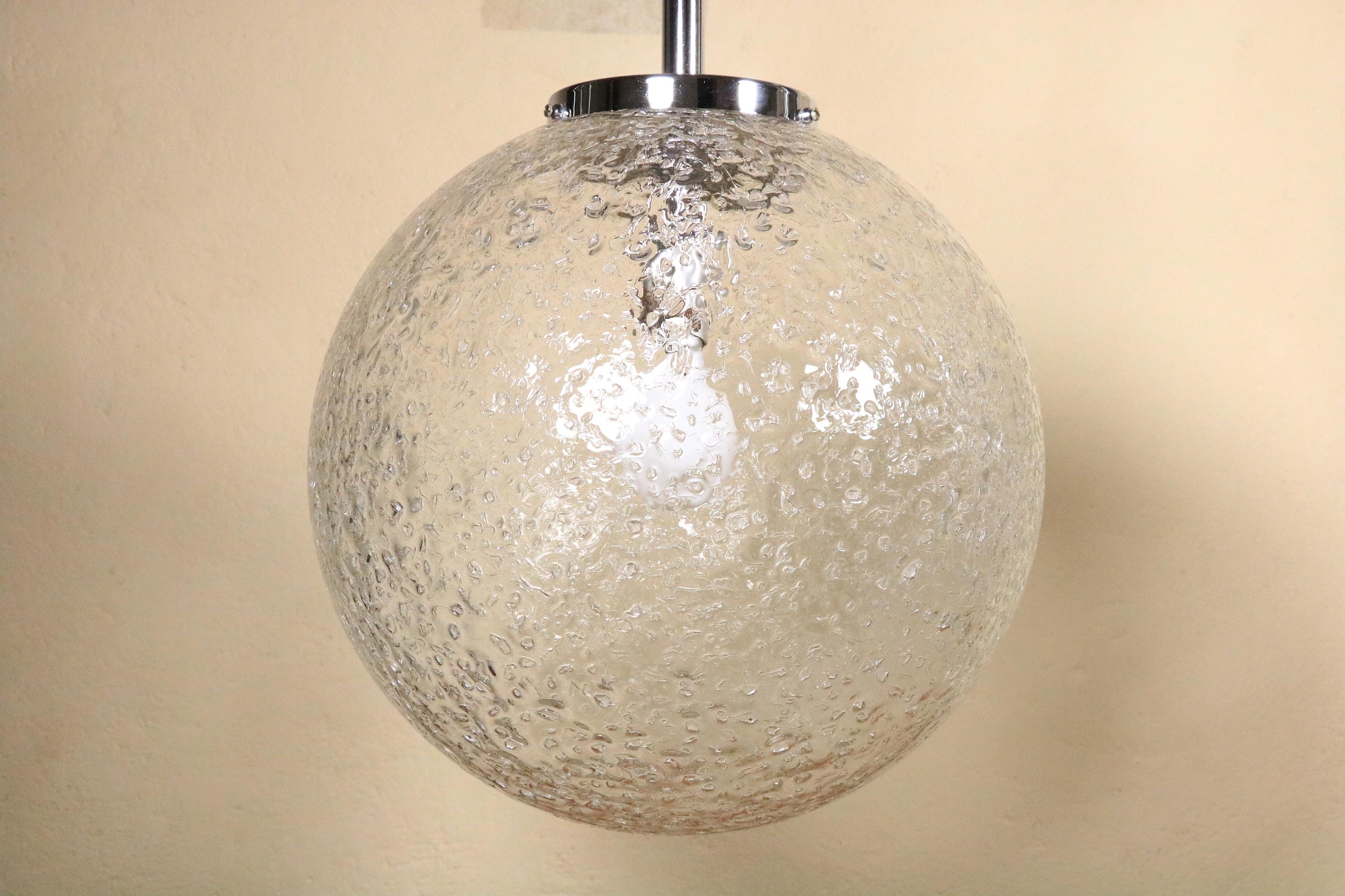 Mid-Century Modern Big Glass Ball Lamp, Bubble Glass, Chrome by Doria, 1980s, 1/3 For Sale