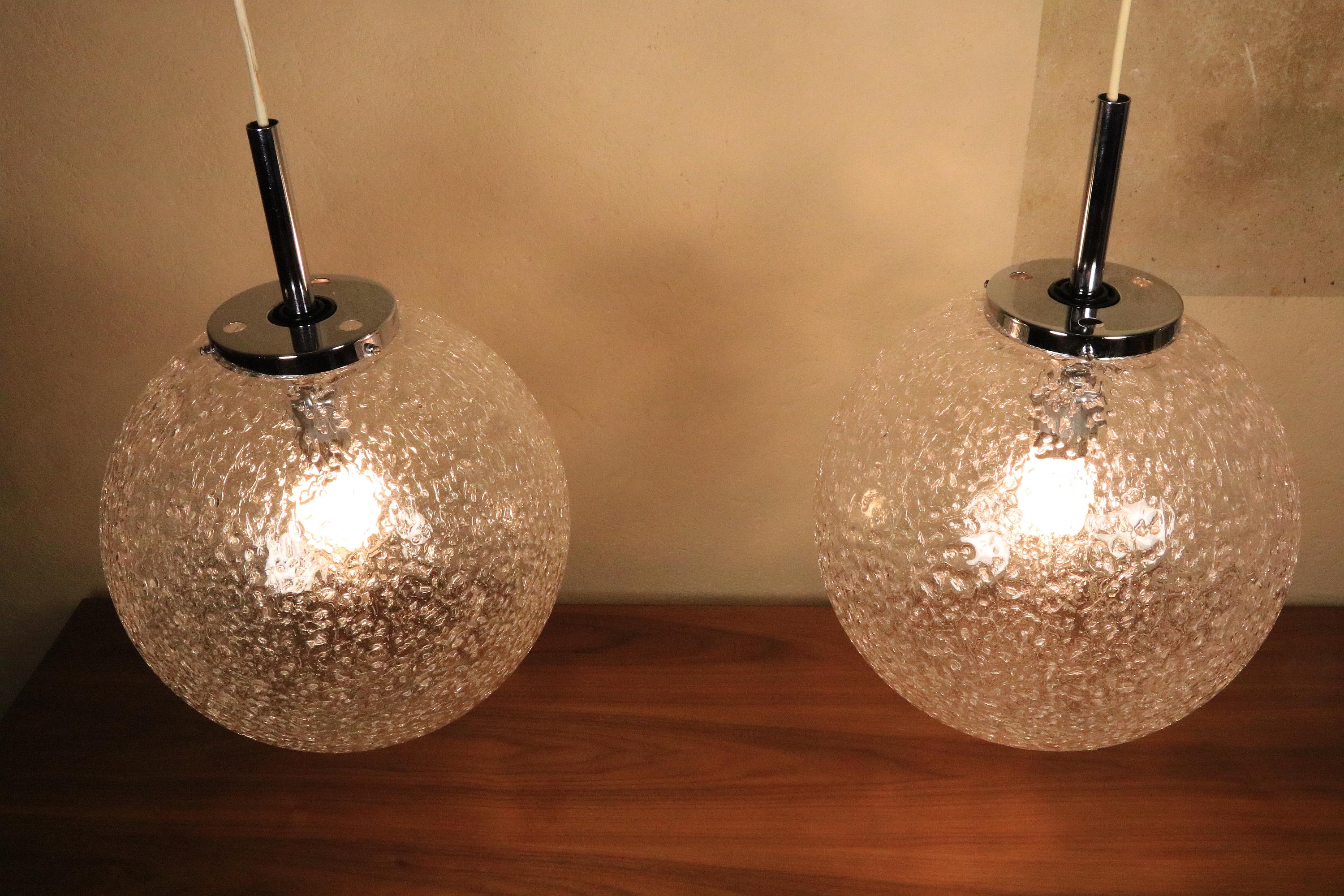 Big Glass Ball Lamp, Bubble Glass, Chrome by Doria, 1980s, 1/3 For Sale 2