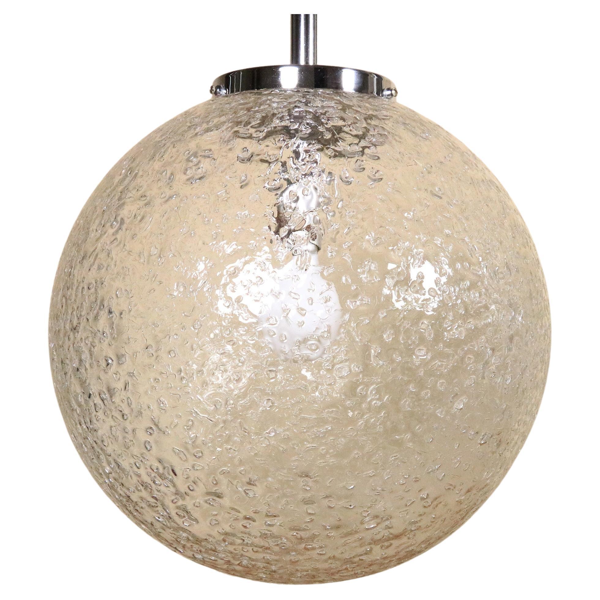 Big Glass Ball Lamp, Bubble Glass, Chrome by Doria, 1980s, 1/3 For Sale