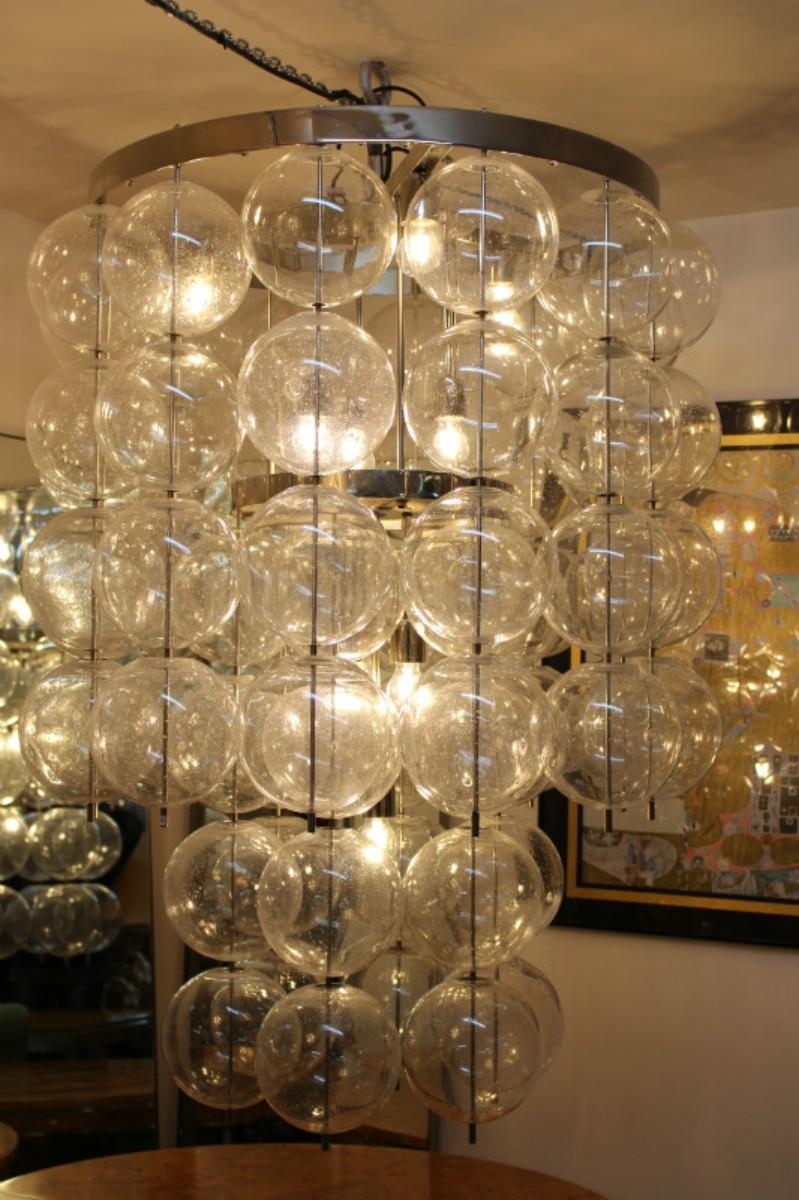 Big Glass Ceiling Light, Czceh c.1960 In Good Condition For Sale In Brussels, BE