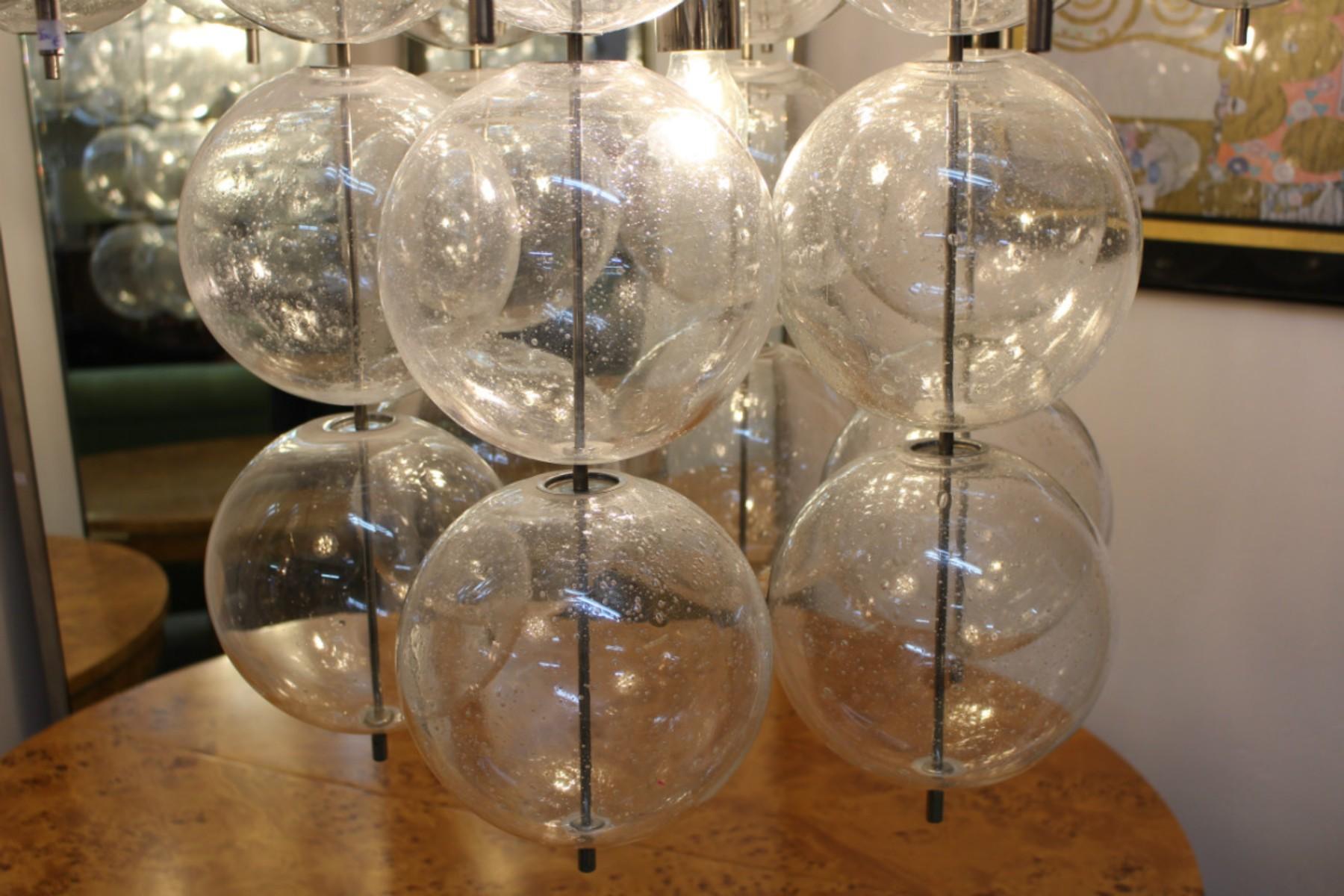 Mid-20th Century Big Glass Ceiling Light, Czceh c.1960 For Sale