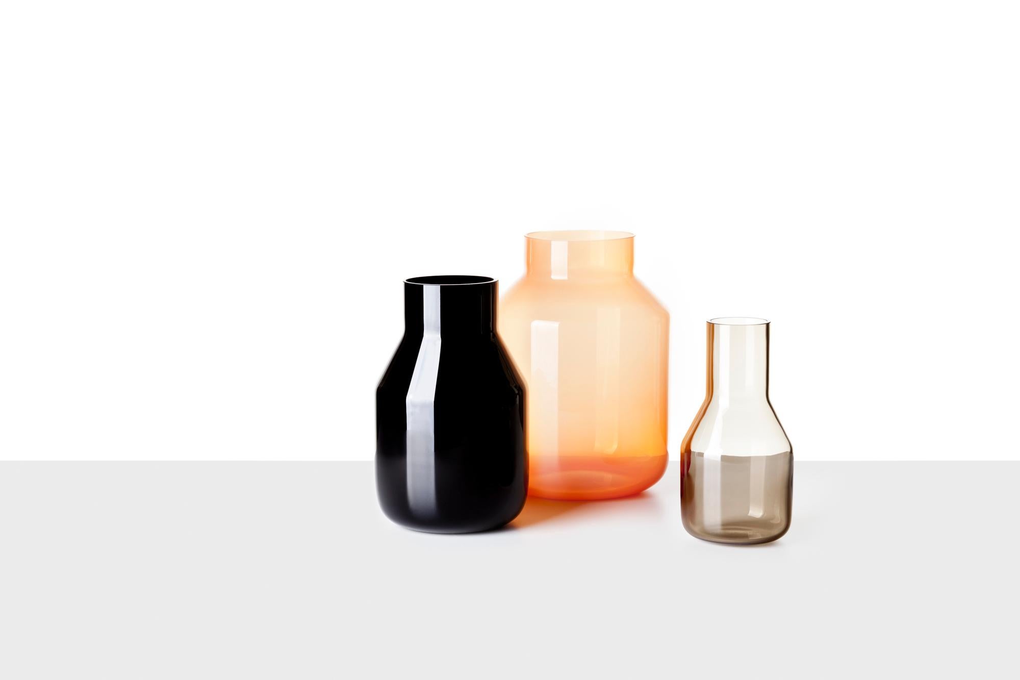 Czech Big Glass Container Vase by Dechem Studio For Sale