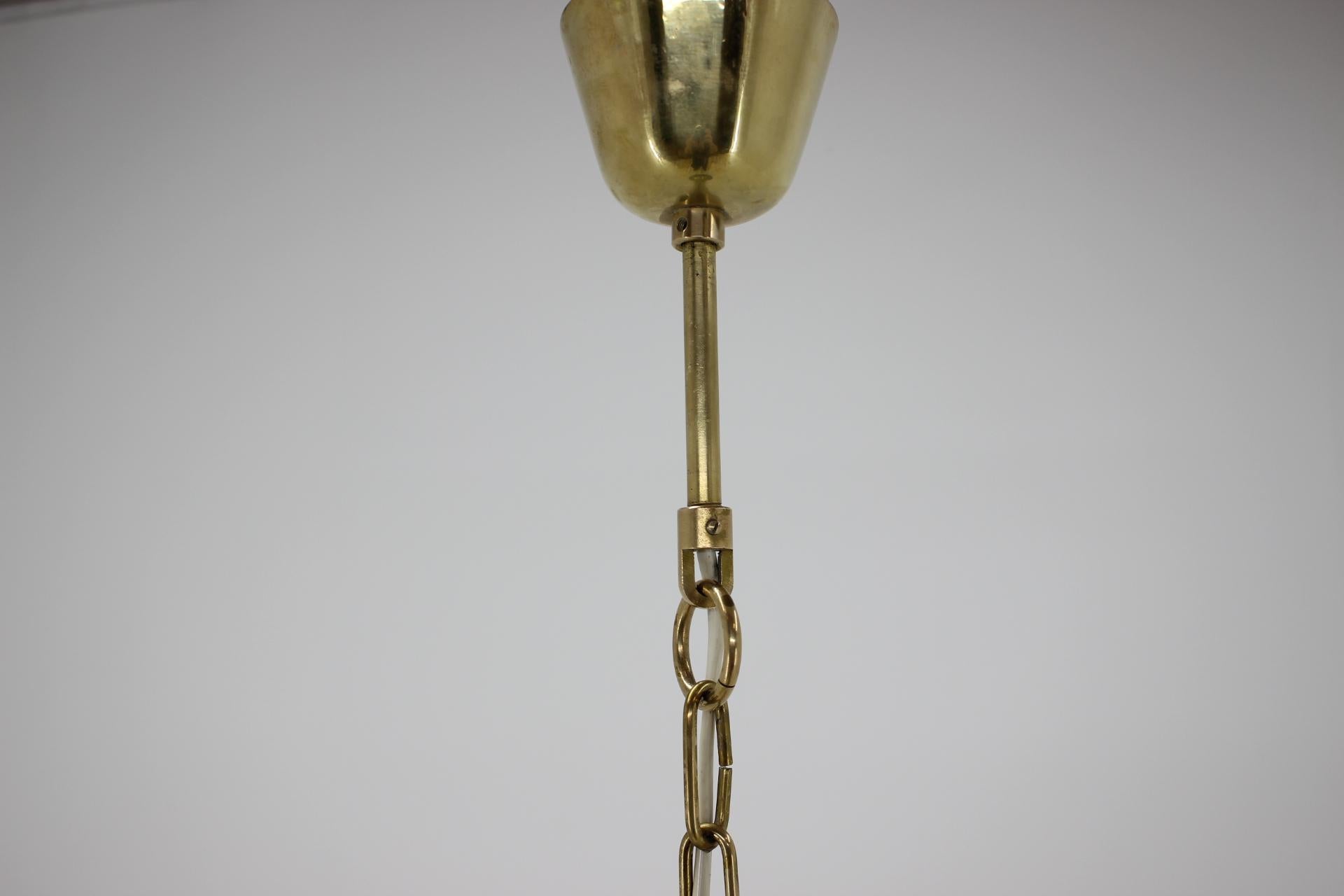 Brass Big Glass Pendant from Valašské Meziříčí, 1970s For Sale