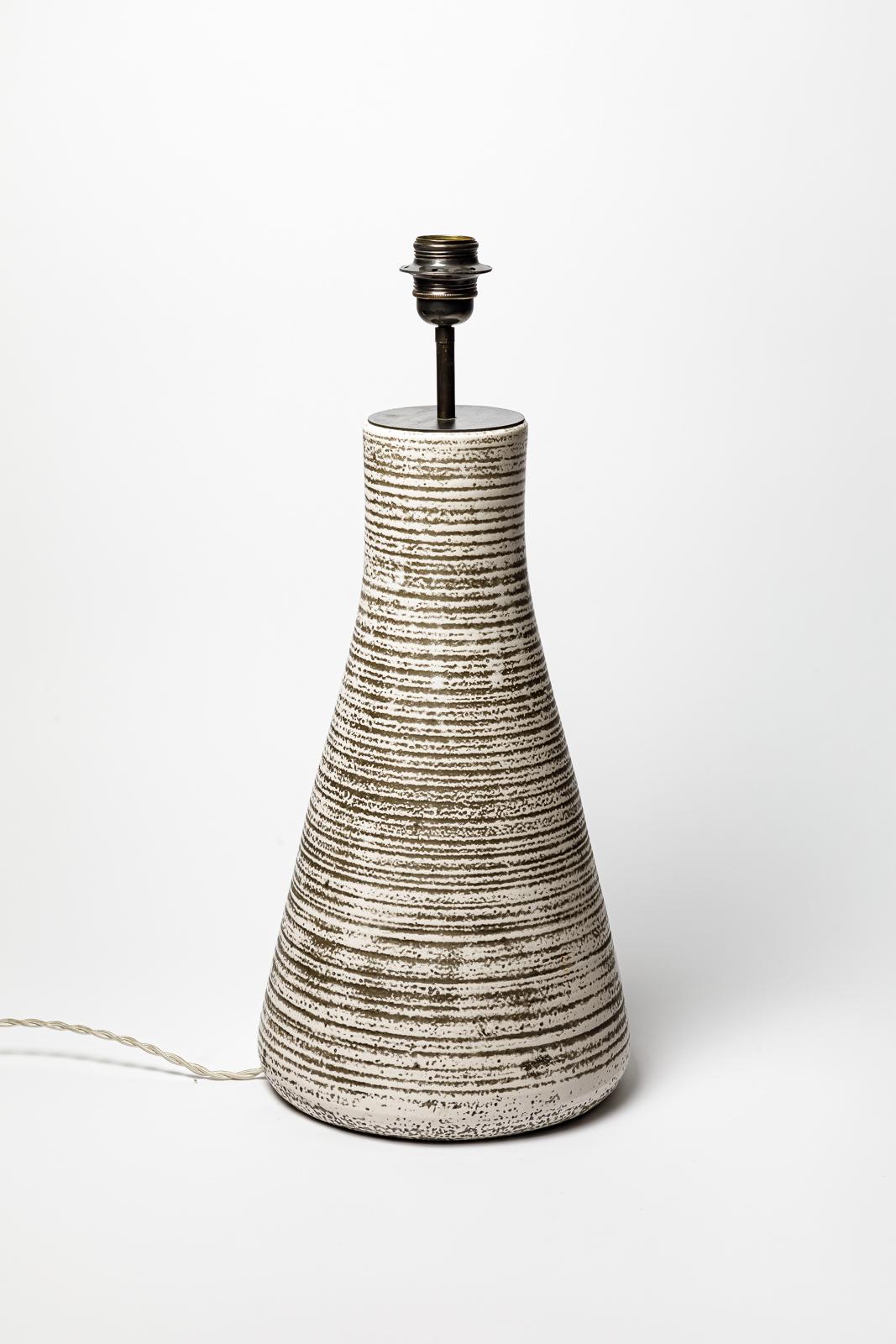 Grande lampe de table en céramique émaillée par Les potiers d'Accolay, vers 1960-1970. Bon état à Saint-Ouen, FR