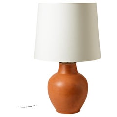 Big glazed ceramic table lamp by Pierre Roulot, 1950.