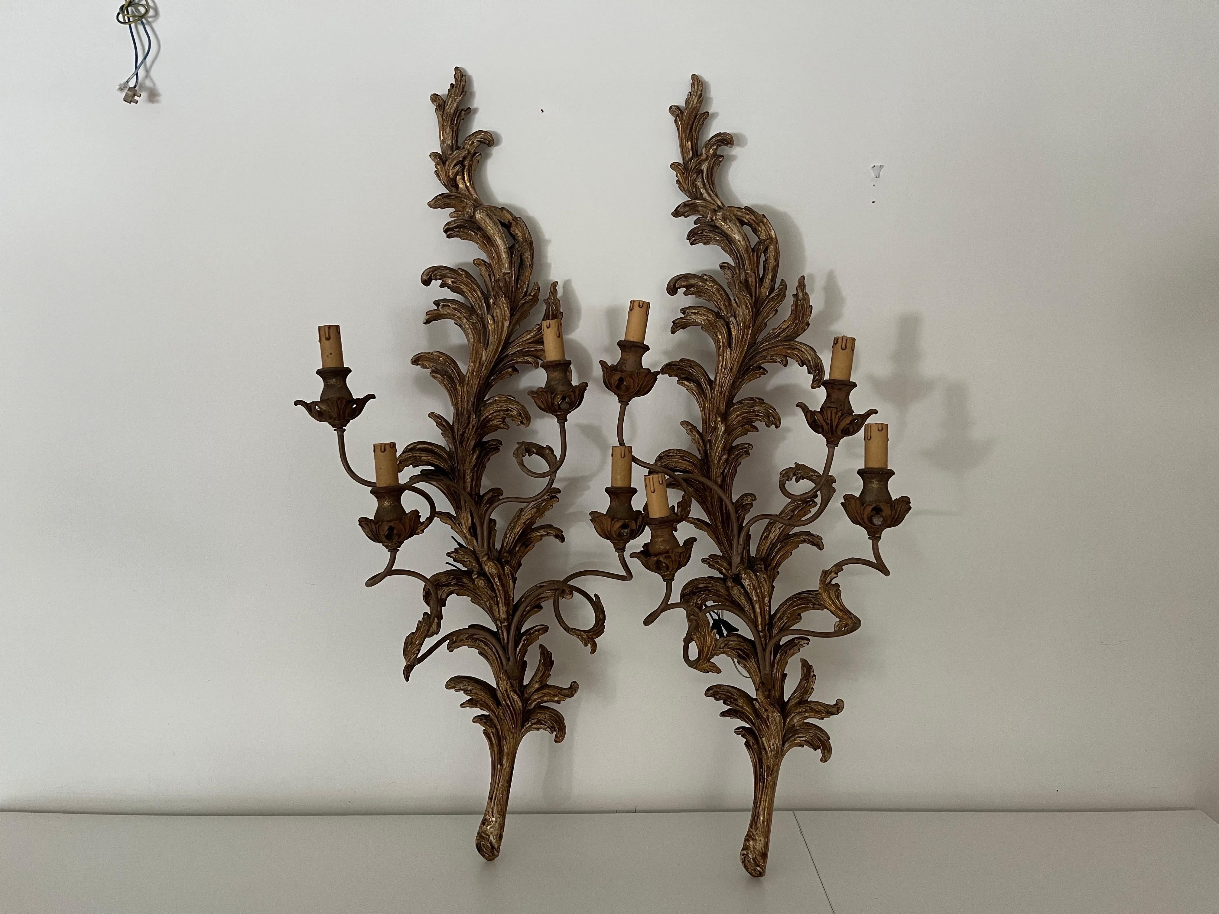 Big Gold Wall Lamps Pair of Lamps Original Liberty 1900s In Good Condition In Foggia, FG