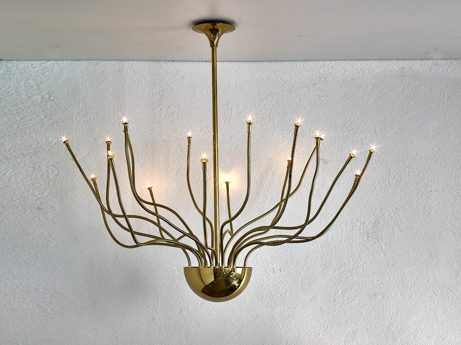 Golden brass ceiling lamp by Florian Schulz, Germany, 1980 In Good Condition For Sale In Renens, CH