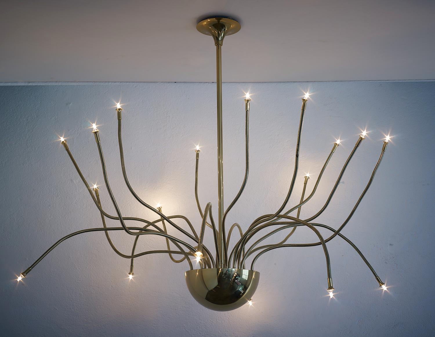 Late 20th Century Golden brass ceiling lamp by Florian Schulz, Germany, 1980 For Sale