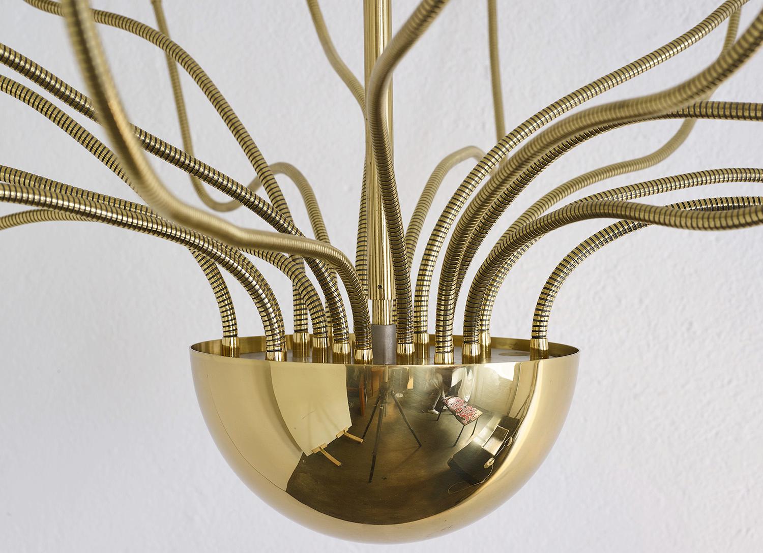 Brass Golden brass ceiling lamp by Florian Schulz, Germany, 1980 For Sale