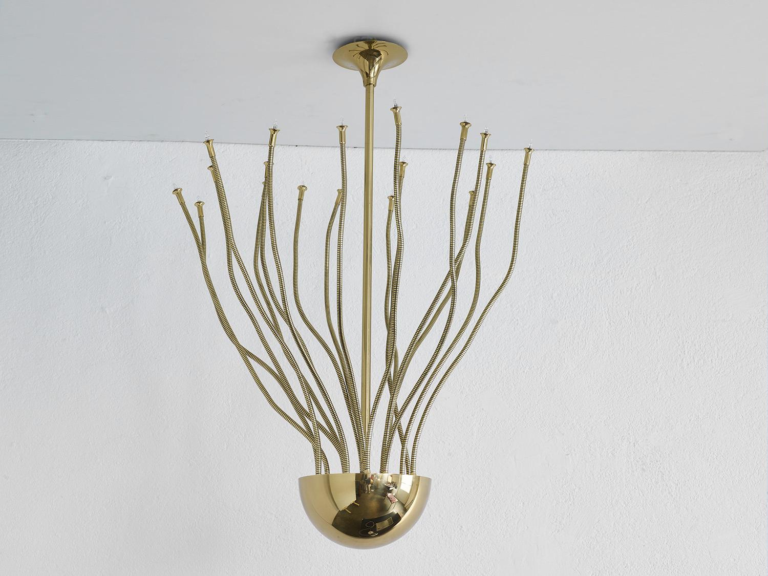 Golden brass ceiling lamp by Florian Schulz, Germany, 1980 For Sale 3