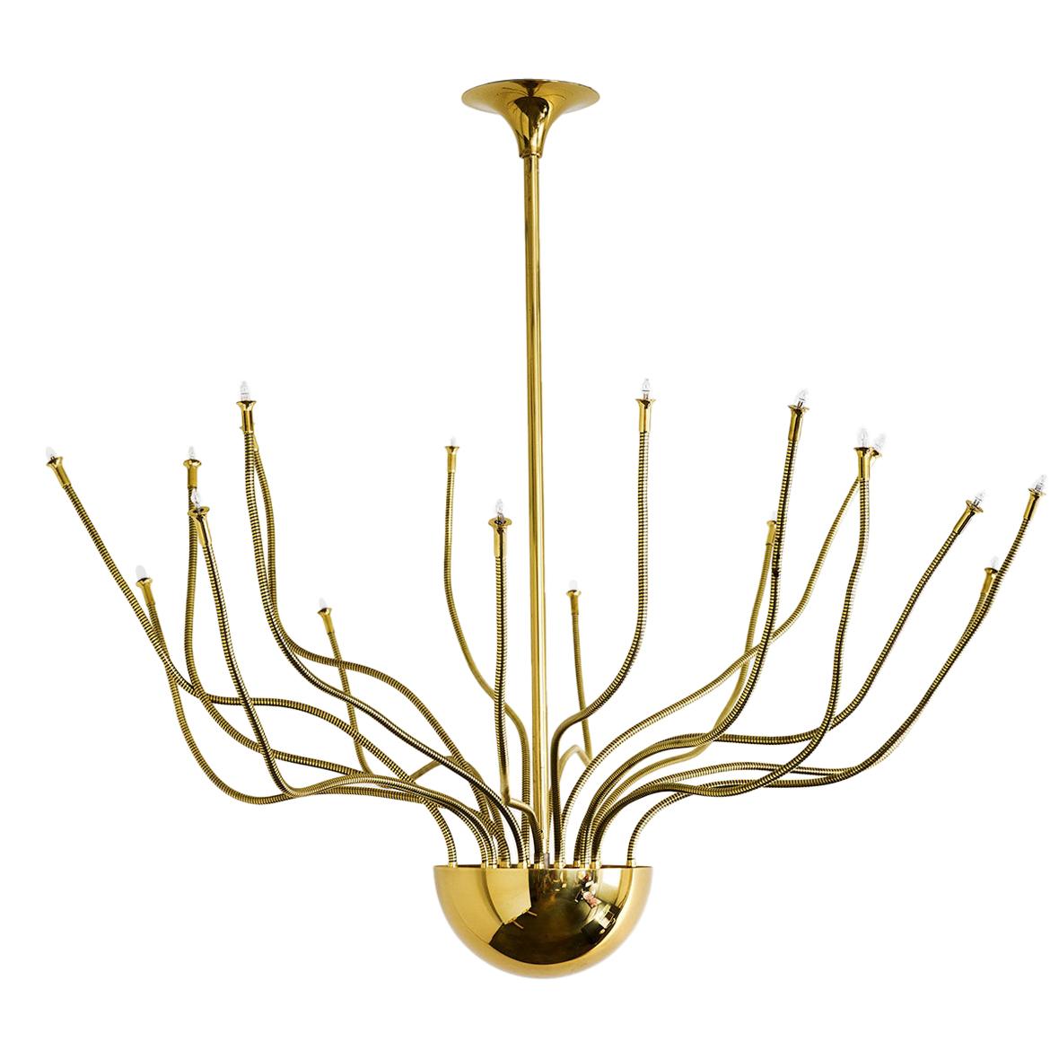 Golden brass ceiling lamp by Florian Schulz, Germany, 1980 For Sale
