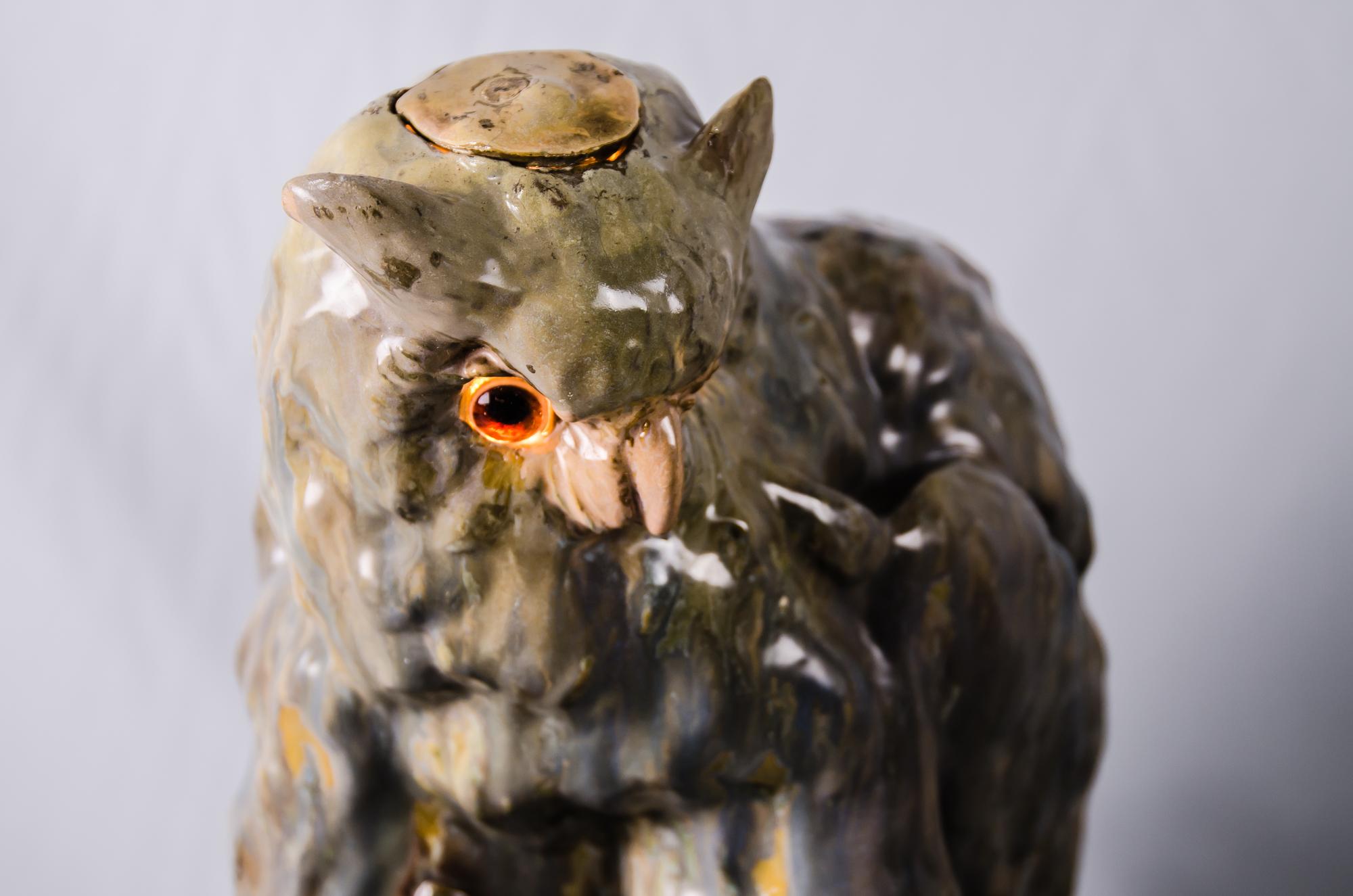 Big Ceramic Golscheider Owl Lamp  6