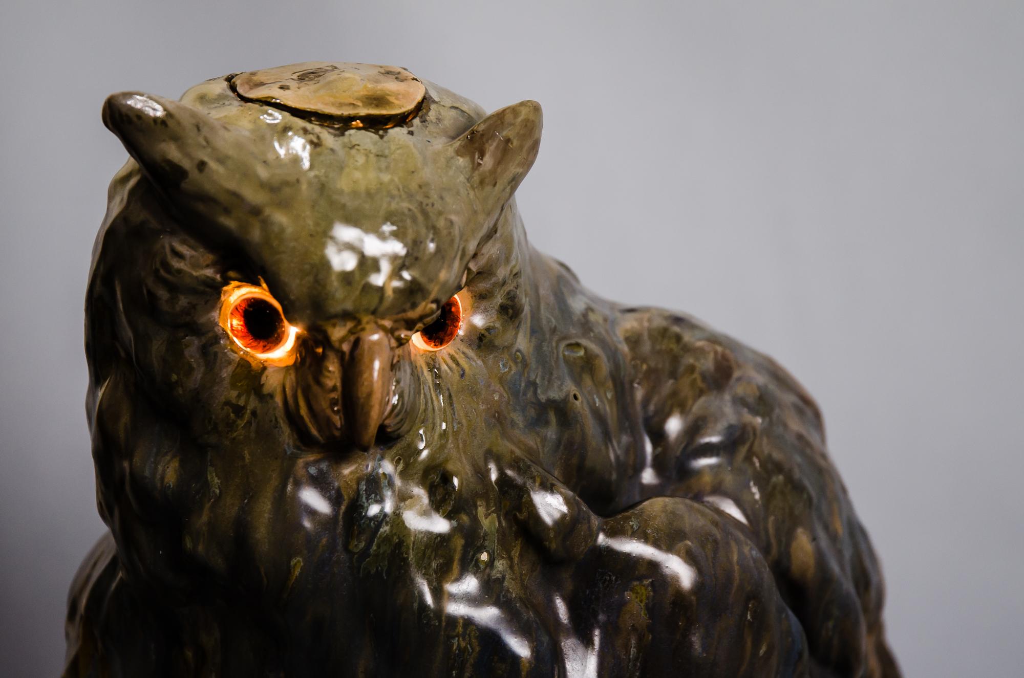 Big Ceramic Golscheider Owl Lamp  7