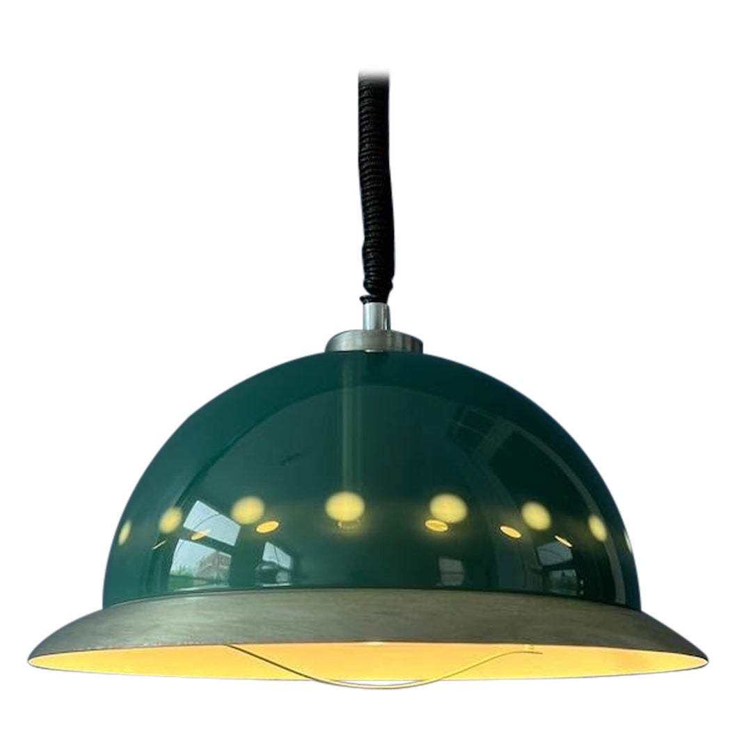 Big Green Dijkstra Space Age Dome Hanging Lamp, 1970
s